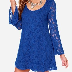 Dee Elle You Better Bell-ieve It Blue Lace Dress